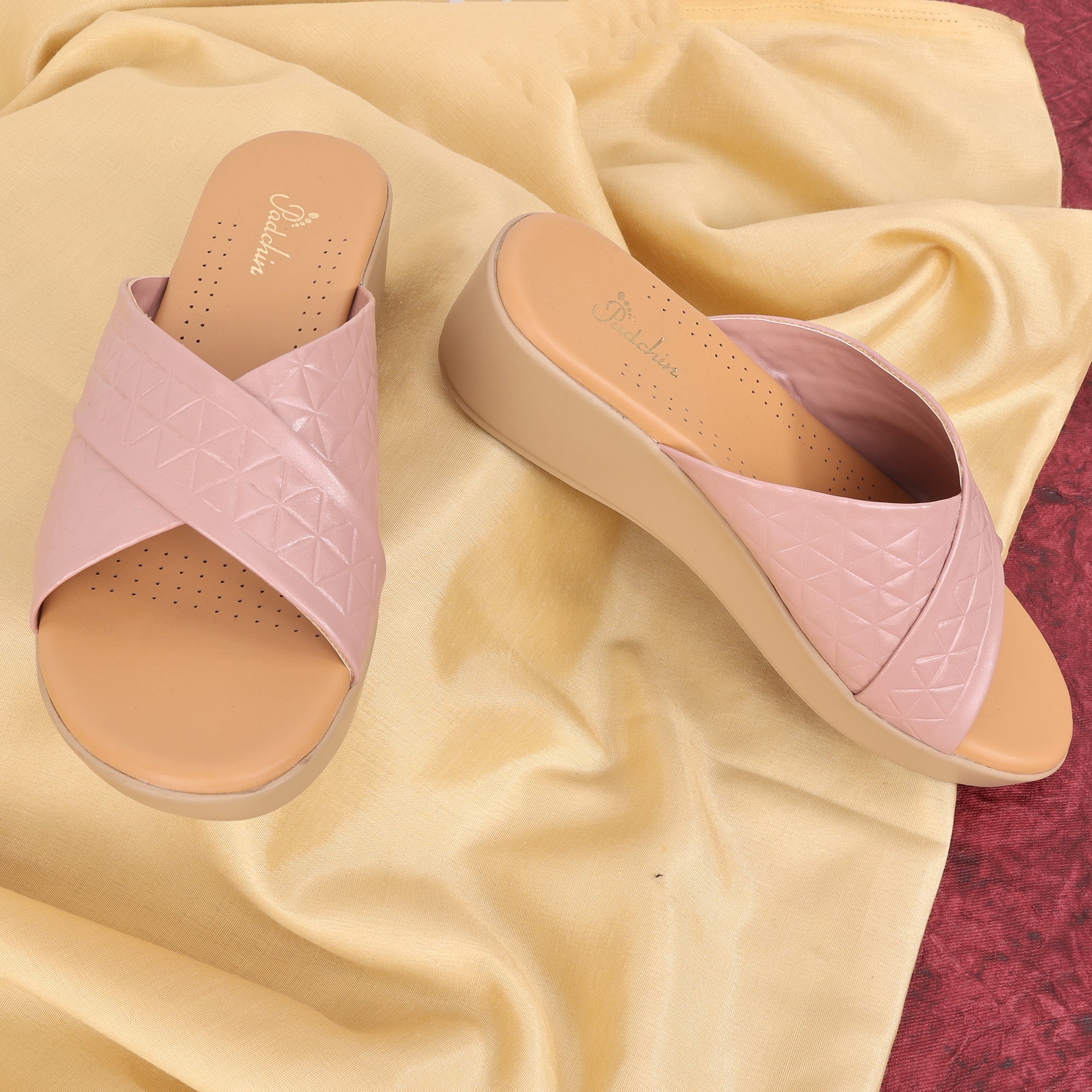 Smart Casual Textured Open Toe Wedges Sandal