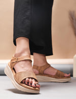 Load image into Gallery viewer, Double Strap Smart Casual Platform Heel Sandal