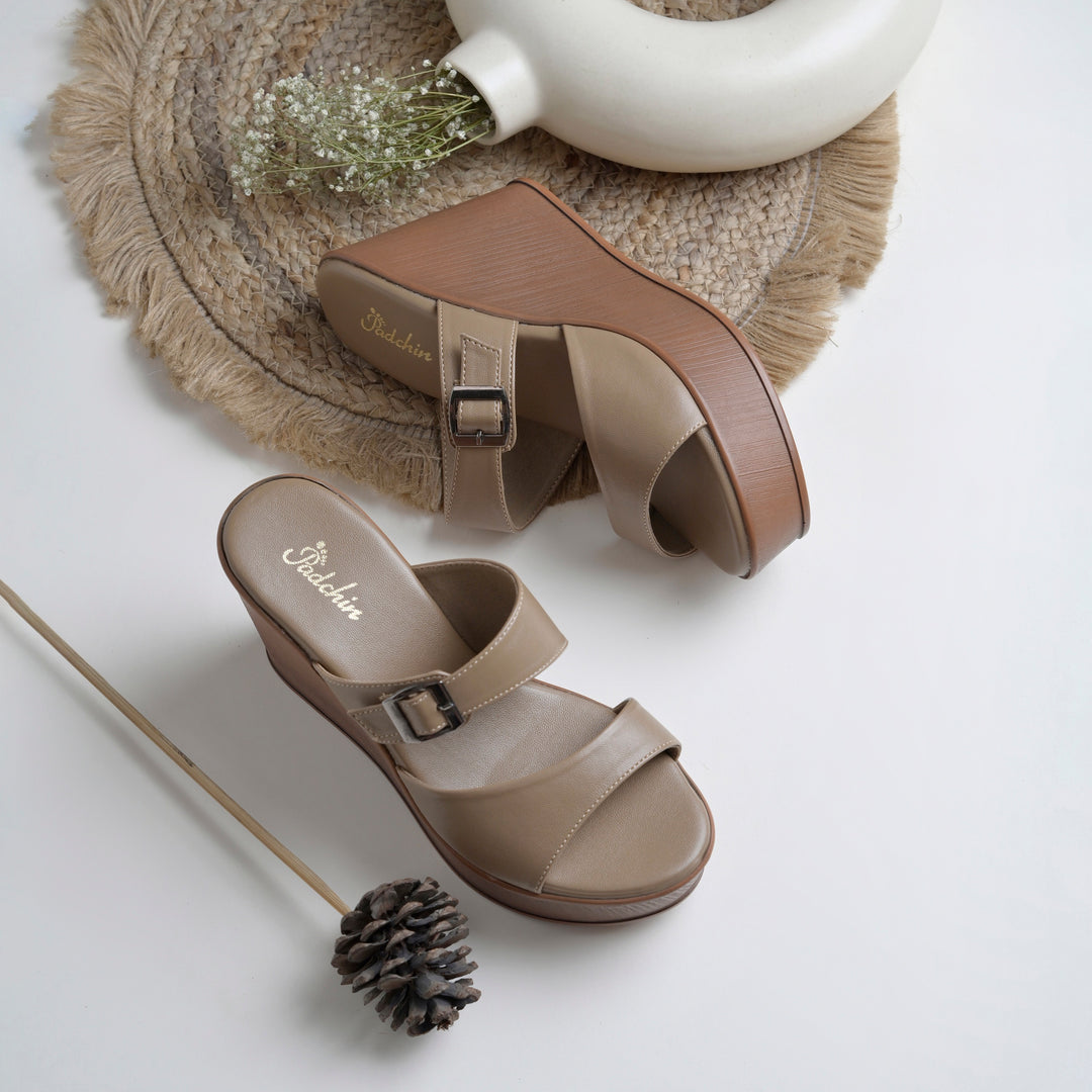 Women's Open Toe Wedge Heel With Buckle Strap Sandals