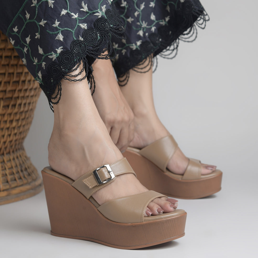 Women's Open Toe Wedge Heel With Buckle Strap Sandals