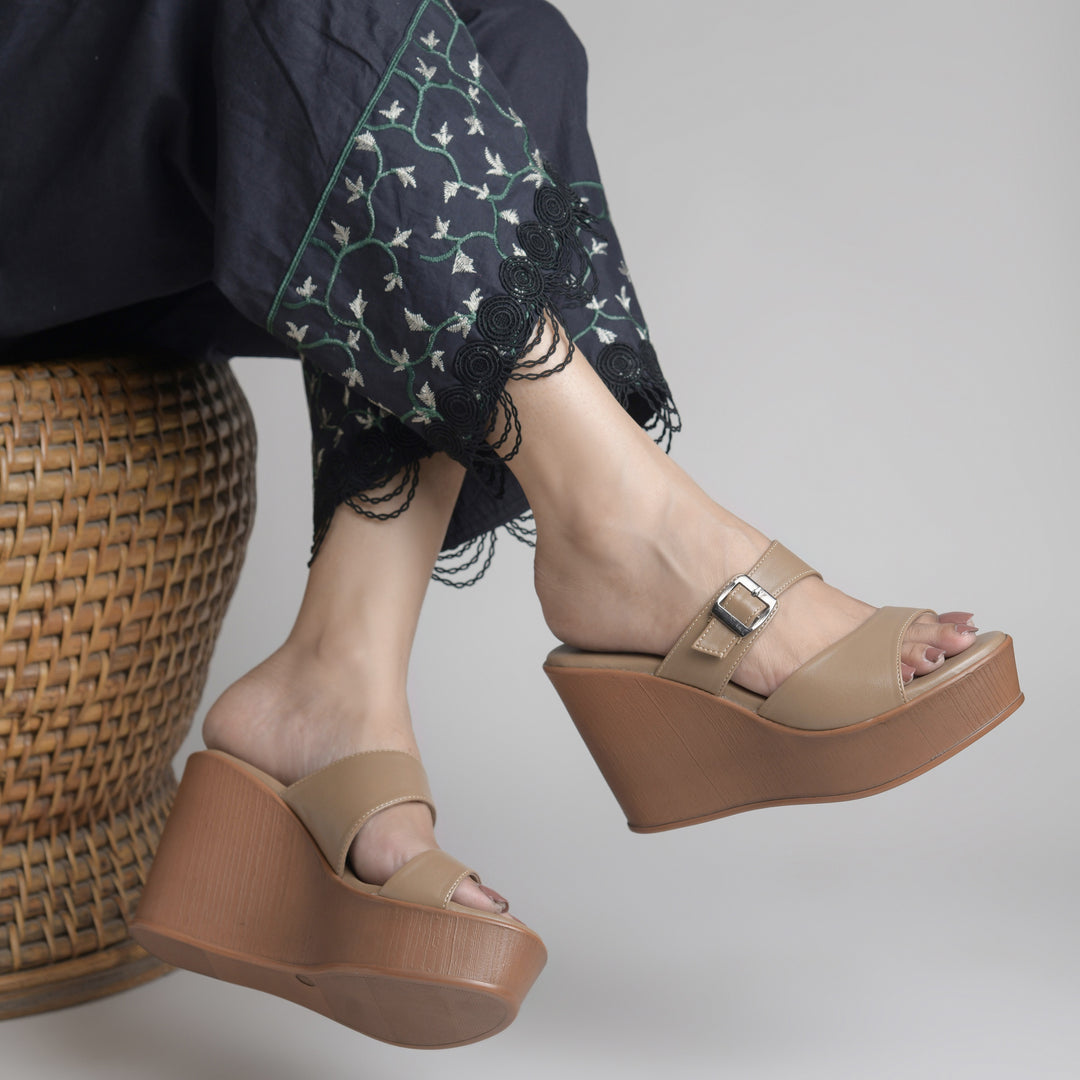 Women's Open Toe Wedge Heel With Buckle Strap Sandals