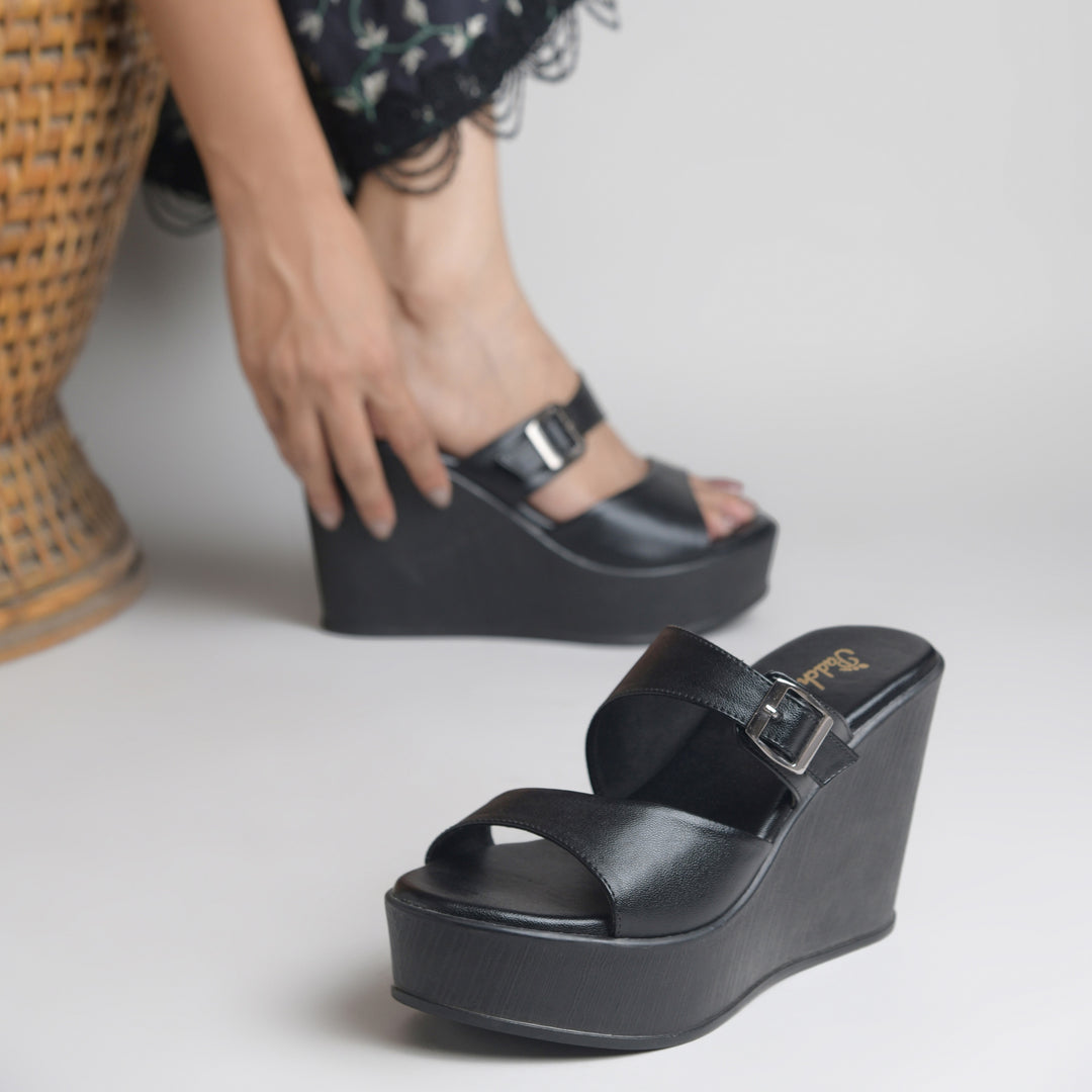 Women's Open Toe Wedge Heel With Buckle Strap Sandals