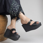 Load image into Gallery viewer, Women's Open Toe Wedge Heel With Buckle Strap Sandals