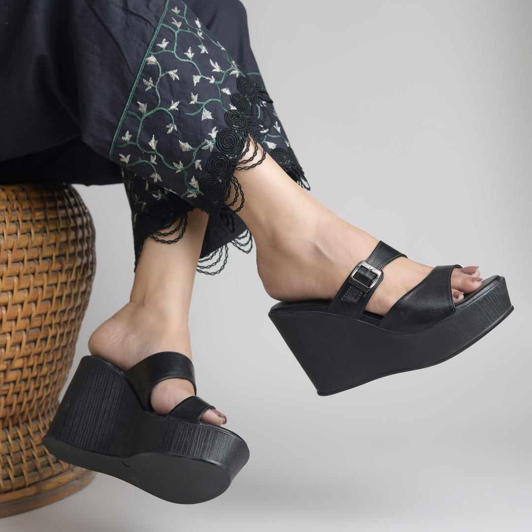 Women's Open Toe Wedge Heel With Buckle Strap Sandals