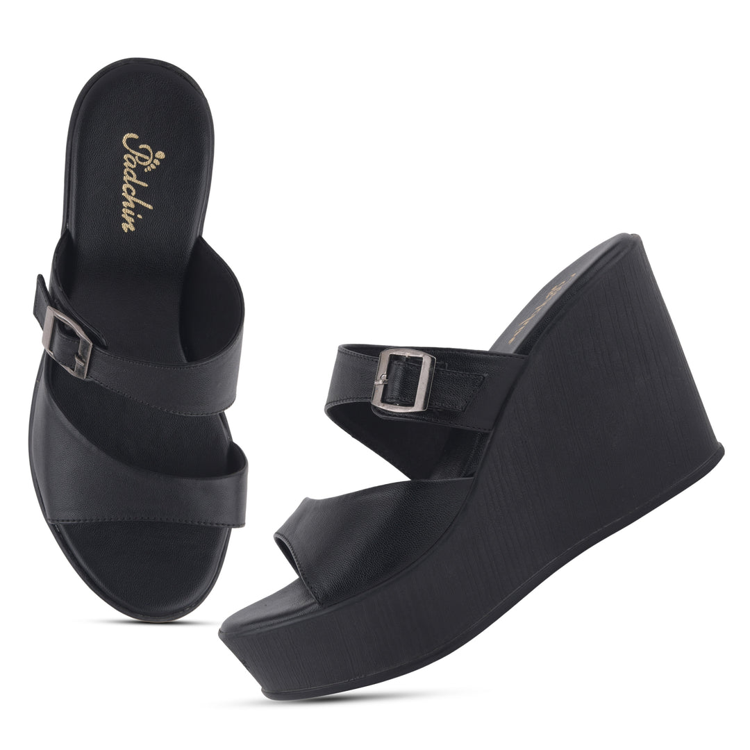 Women's Open Toe Wedge Heel With Buckle Strap Sandals