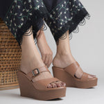 Load image into Gallery viewer, Women's Open Toe Wedge Heel With Buckle Strap Sandals