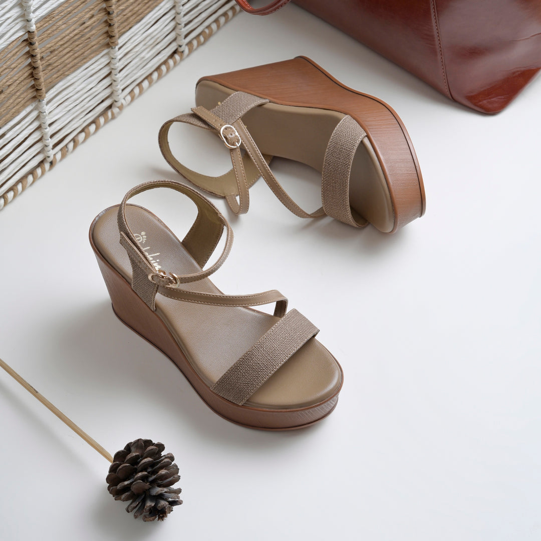 Women's Open Toe Fabric Strap Wedge Heel Sandals
