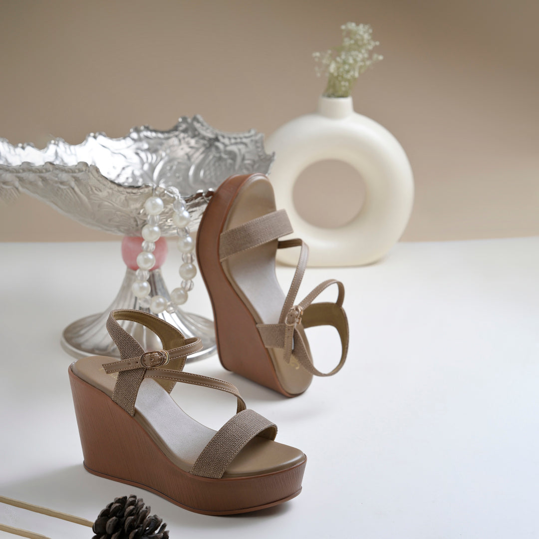 Women's Open Toe Fabric Strap Wedge Heel Sandals