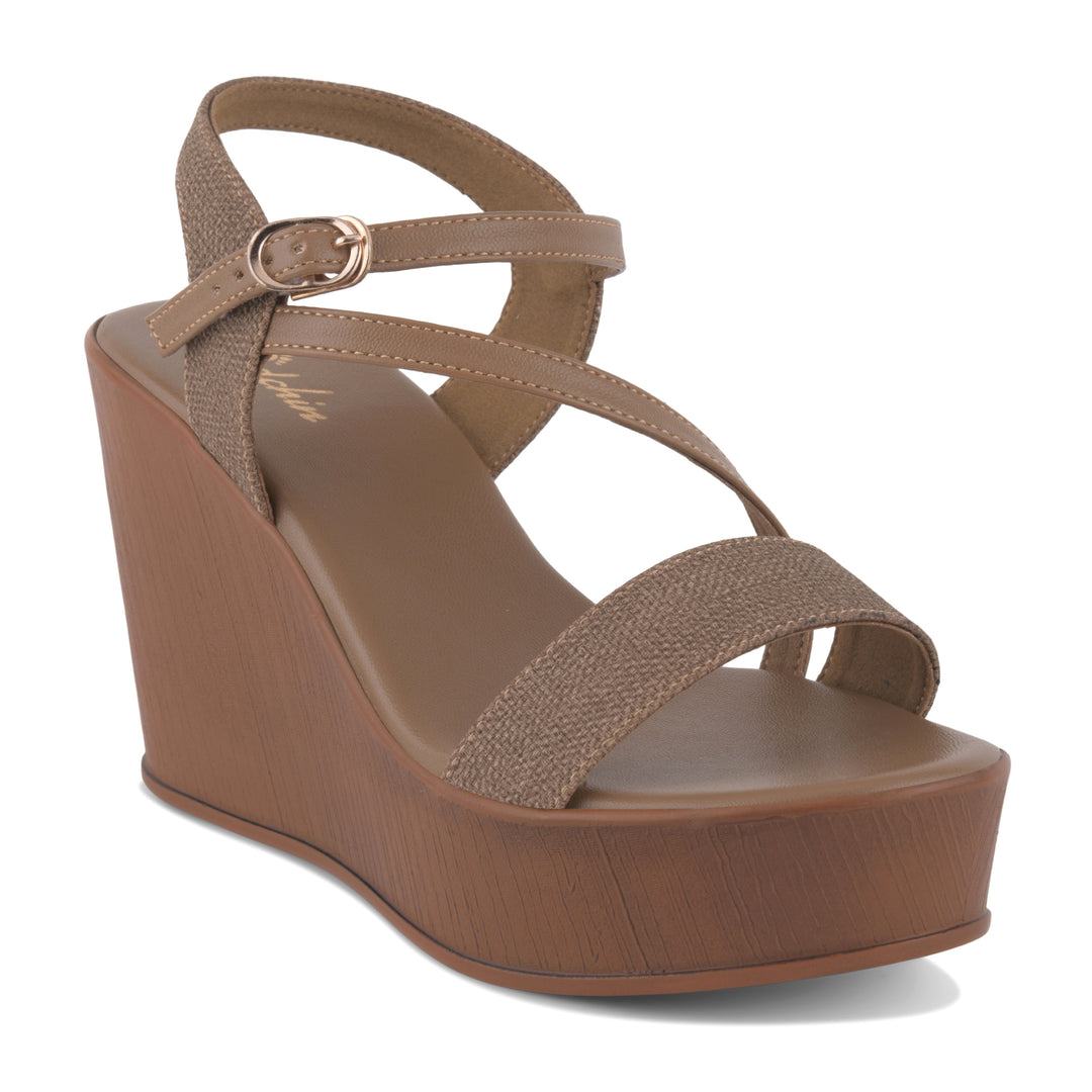 Women's Open Toe Fabric Strap Wedge Heel Sandals