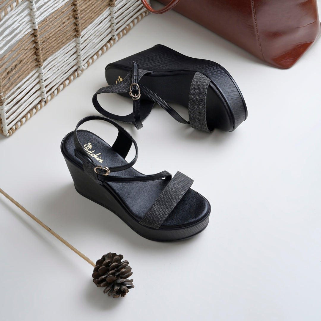 Women's Open Toe Fabric Strap Wedge Heel Sandals