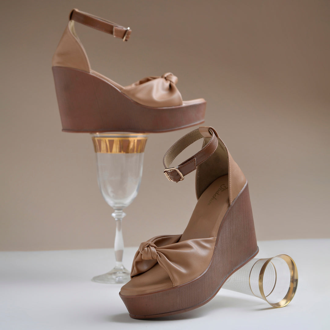 Women's Open Toe Knot Detail Wedge Heel Sandals