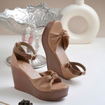 Load image into Gallery viewer, Women's Open Toe Knot Detail Wedge Heel Sandals