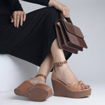 Load image into Gallery viewer, Women's Open Toe Knot Detail Wedge Heel Sandals
