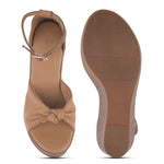 Load image into Gallery viewer, Women's Open Toe Knot Detail Wedge Heel Sandals