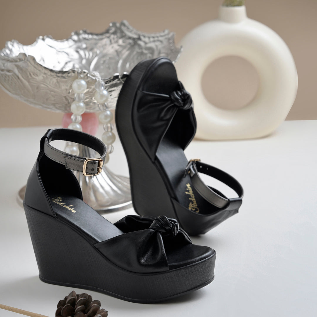Women's Open Toe Knot Detail Wedge Heel Sandals