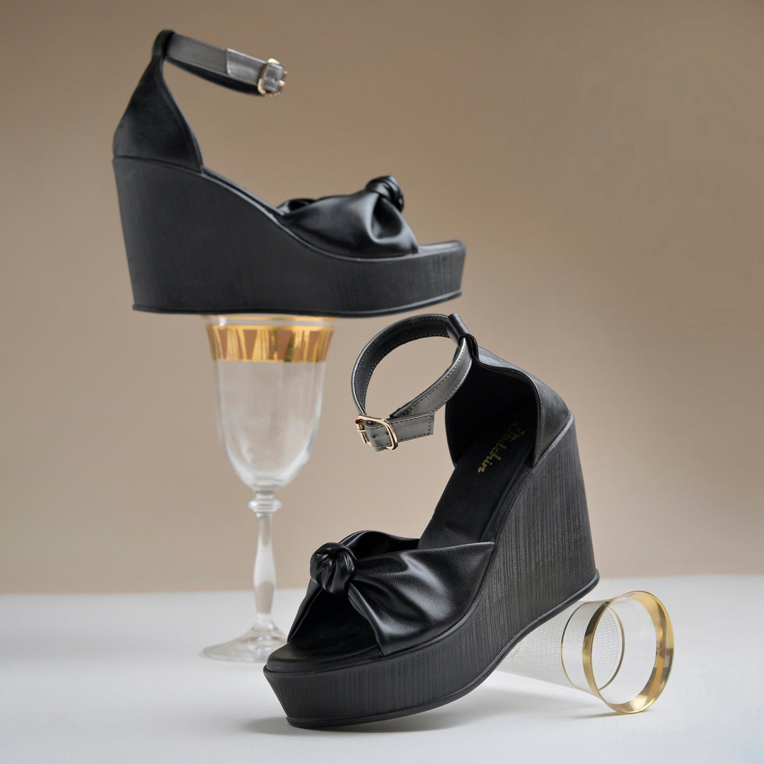 Women's Open Toe Knot Detail Wedge Heel Sandals