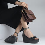 Load image into Gallery viewer, Women's Open Toe Knot Detail Wedge Heel Sandals