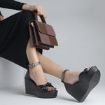 Load image into Gallery viewer, Women's Open Toe Knot Detail Wedge Heel Sandals