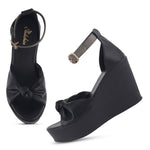 Load image into Gallery viewer, Women's Open Toe Knot Detail Wedge Heel Sandals