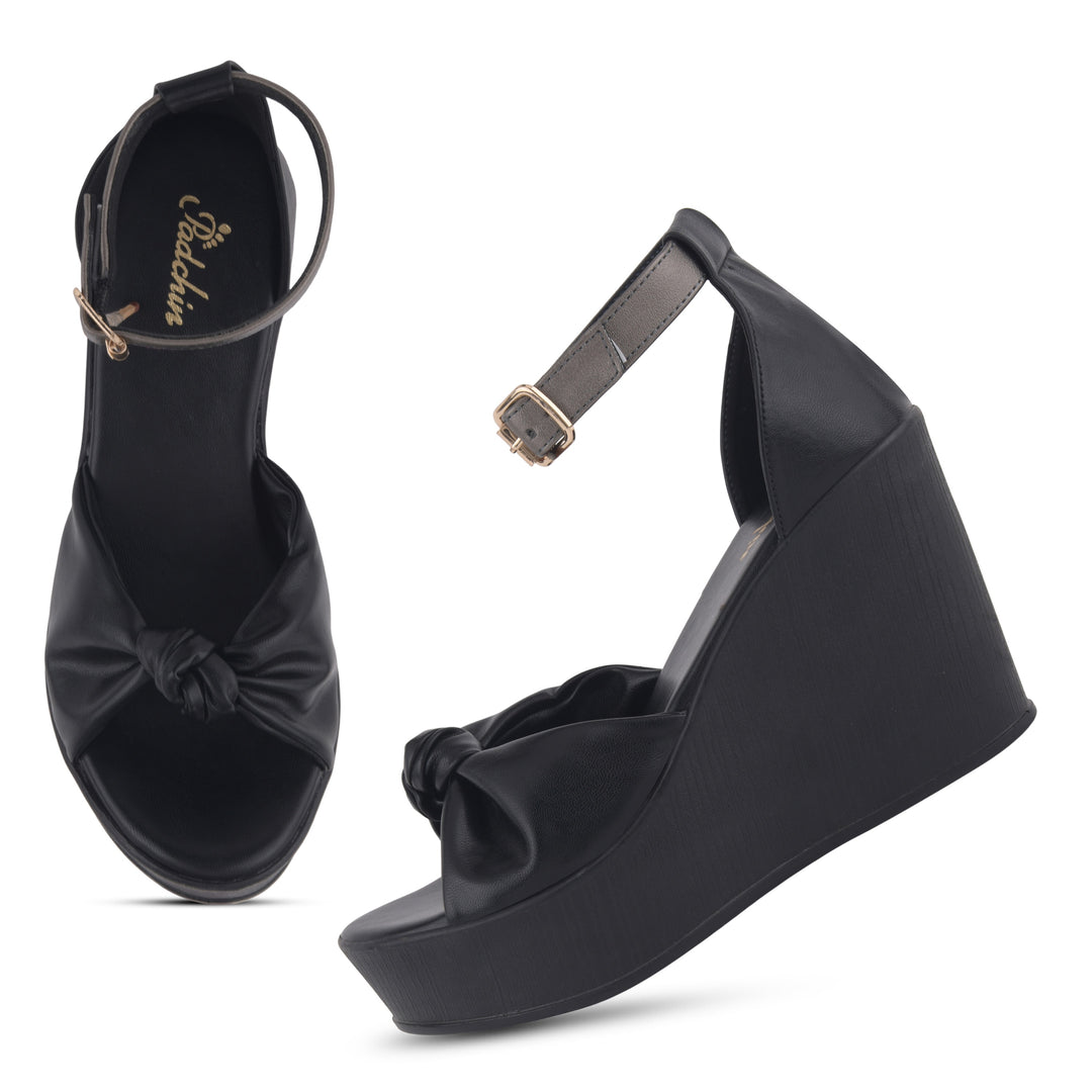 Women's Open Toe Knot Detail Wedge Heel Sandals