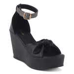 Load image into Gallery viewer, Women's Open Toe Knot Detail Wedge Heel Sandals