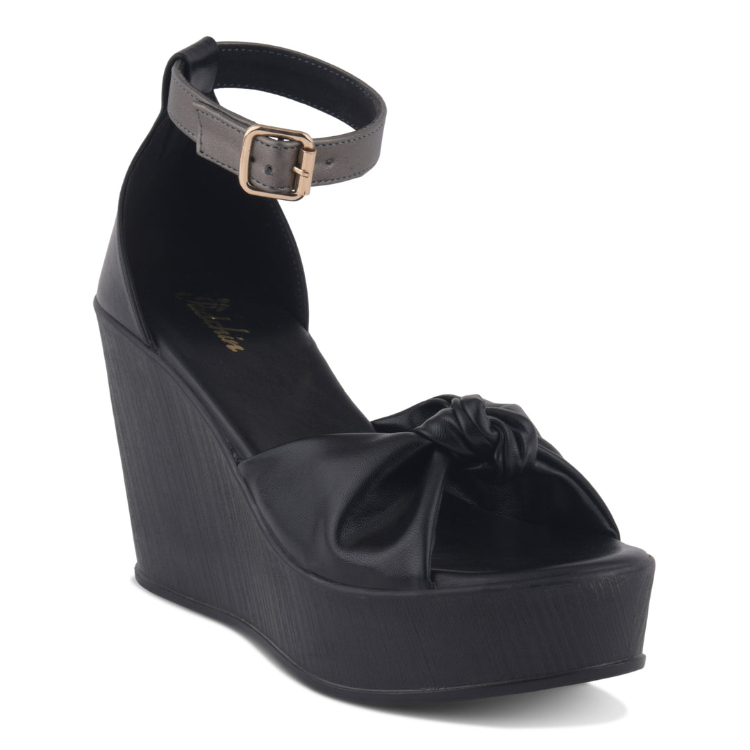 Women's Open Toe Knot Detail Wedge Heel Sandals