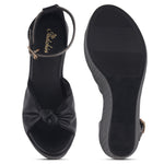 Load image into Gallery viewer, Women's Open Toe Knot Detail Wedge Heel Sandals
