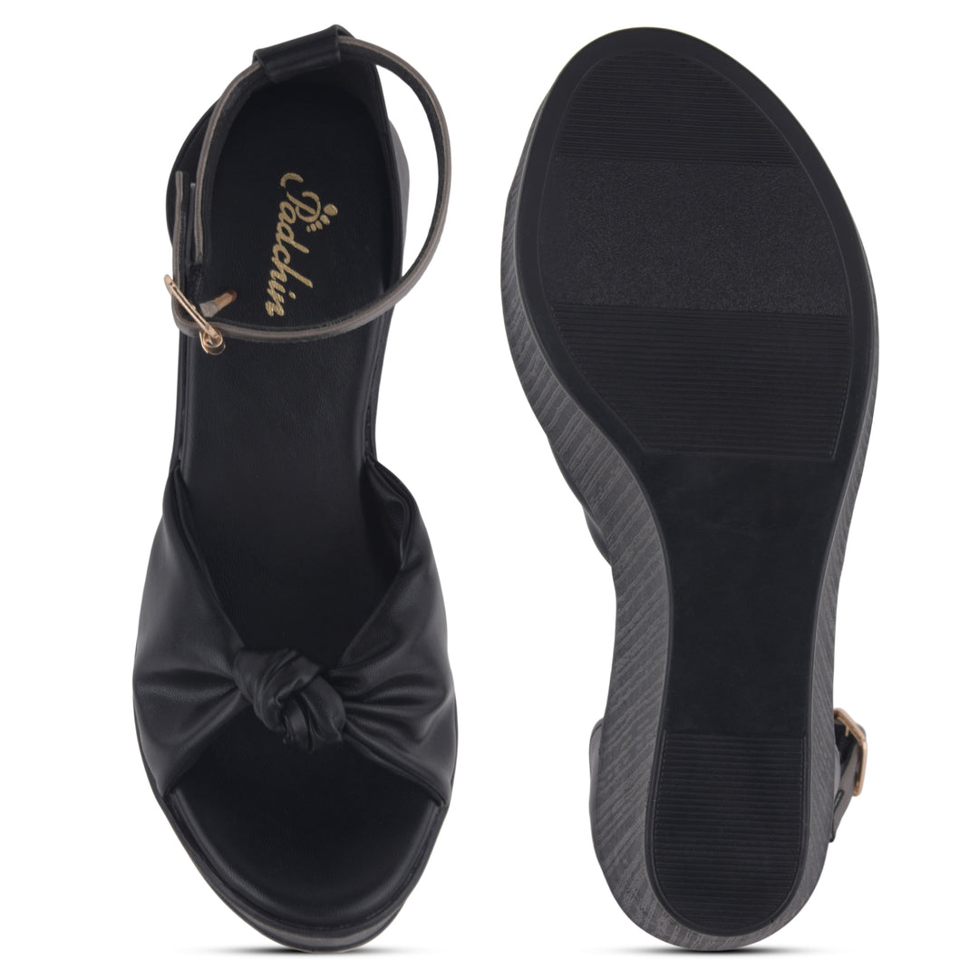 Women's Open Toe Knot Detail Wedge Heel Sandals