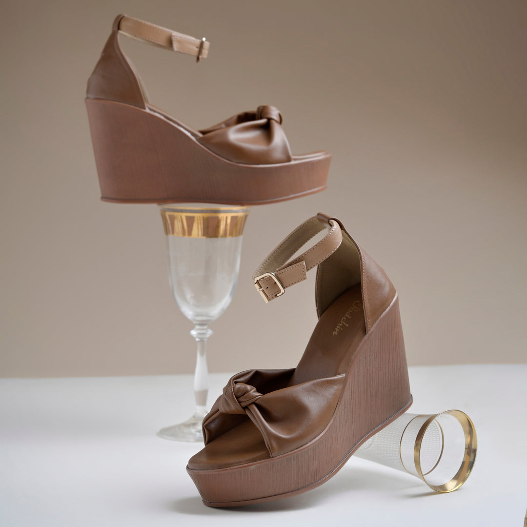 Women's Open Toe Knot Detail Wedge Heel Sandals