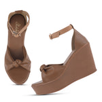 Load image into Gallery viewer, Women's Open Toe Knot Detail Wedge Heel Sandals