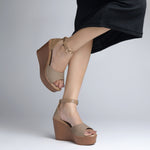 Load image into Gallery viewer, Women's Open Toe Textured Fabric Wedge Heel Sandals