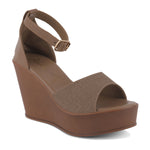 Load image into Gallery viewer, Women's Open Toe Textured Fabric Wedge Heel Sandals