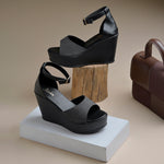 Load image into Gallery viewer, Women's Open Toe Textured Fabric Wedge Heel Sandals