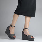 Load image into Gallery viewer, Women's Open Toe Textured Fabric Wedge Heel Sandals
