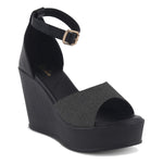 Load image into Gallery viewer, Women's Open Toe Textured Fabric Wedge Heel Sandals