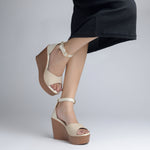 Load image into Gallery viewer, Women's Open Toe Textured Fabric Wedge Heel Sandals