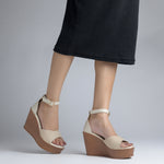 Load image into Gallery viewer, Women's Open Toe Textured Fabric Wedge Heel Sandals