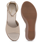 Load image into Gallery viewer, Women's Open Toe Textured Fabric Wedge Heel Sandals