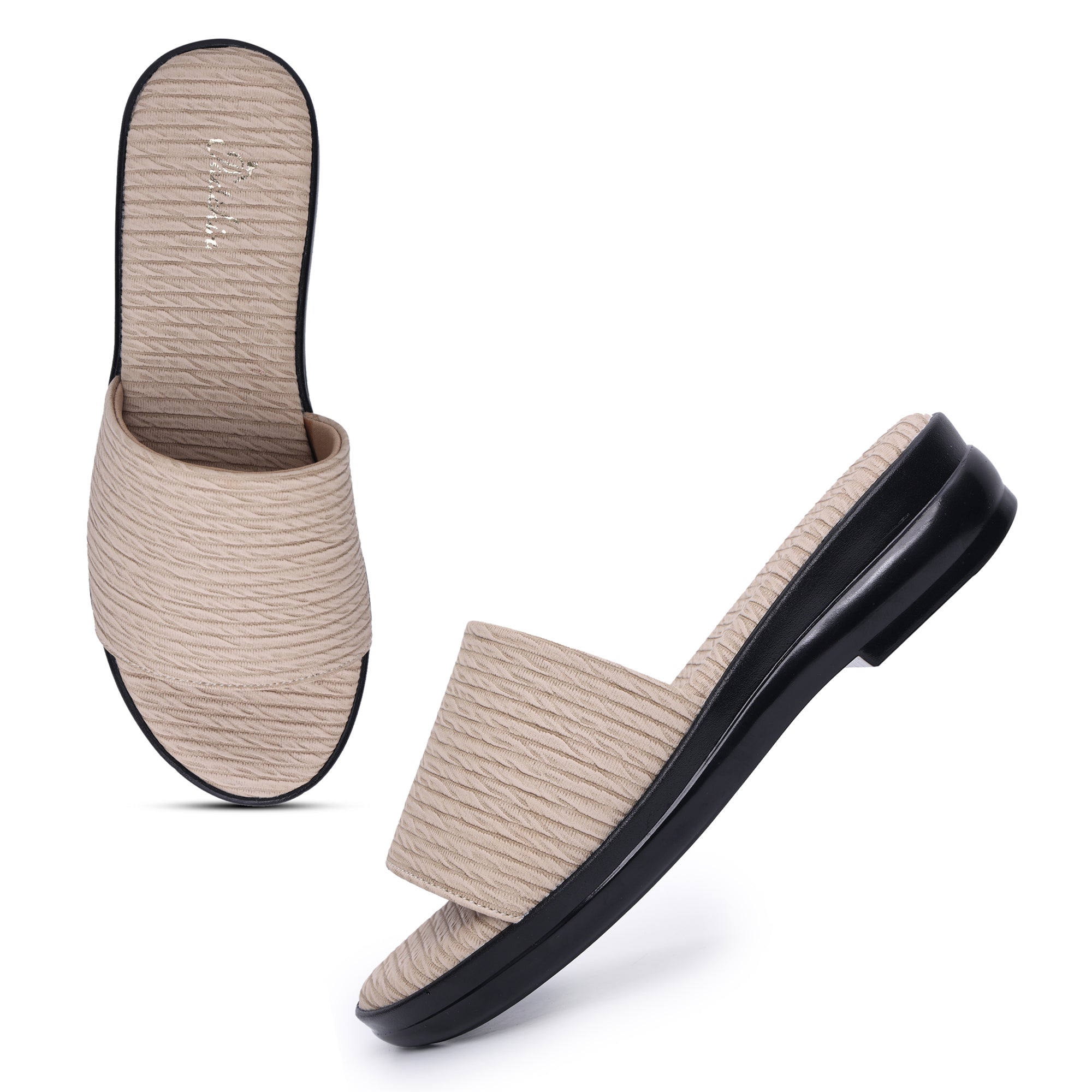 Textured Open Toe Flat Sandal