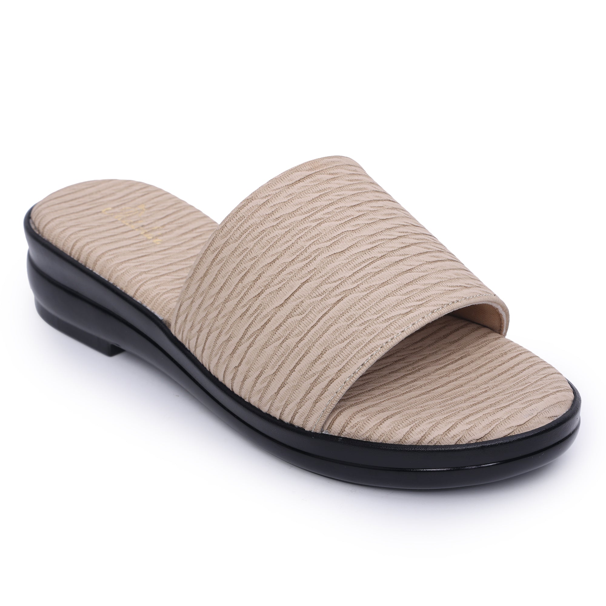 Textured Open Toe Flat Sandal