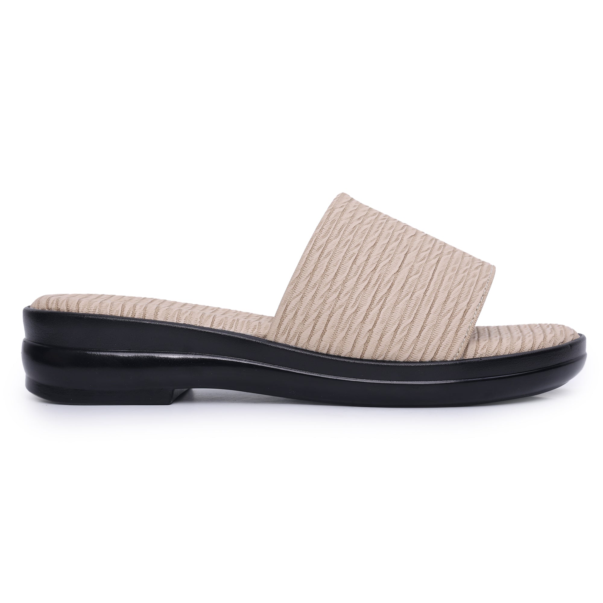 Textured Open Toe Flat Sandal