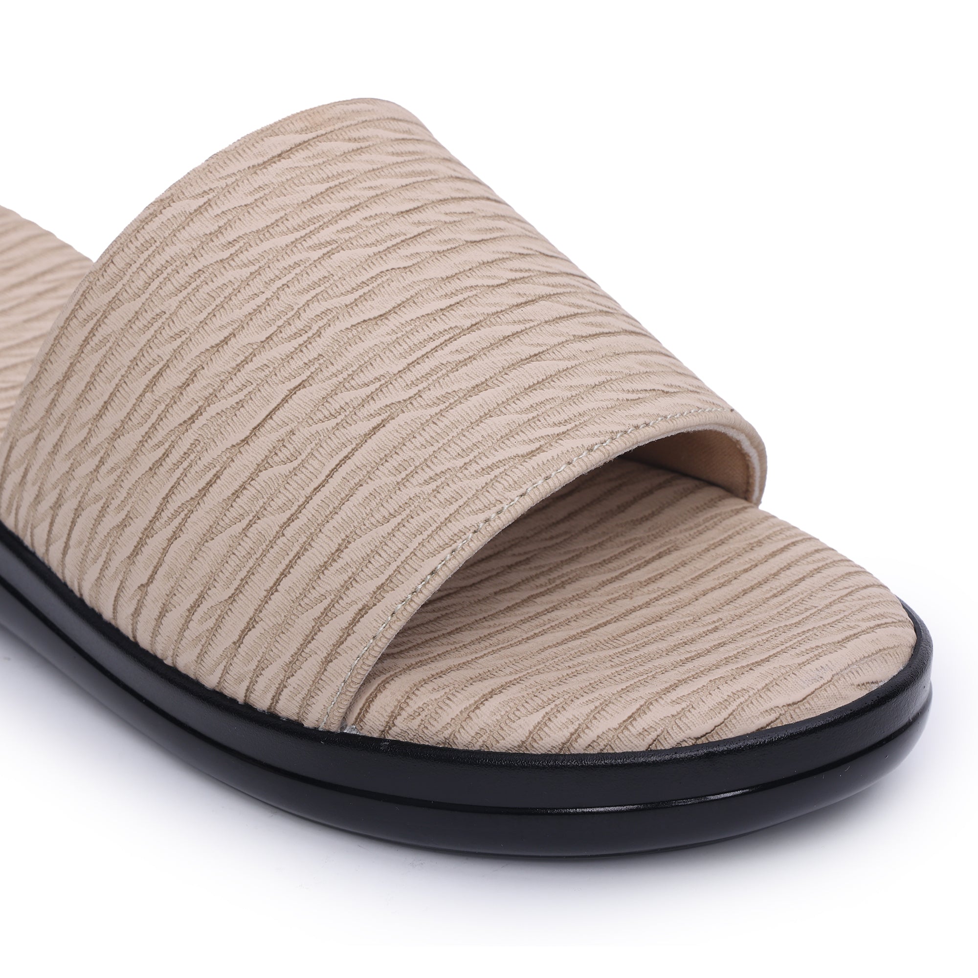 Textured Open Toe Flat Sandal