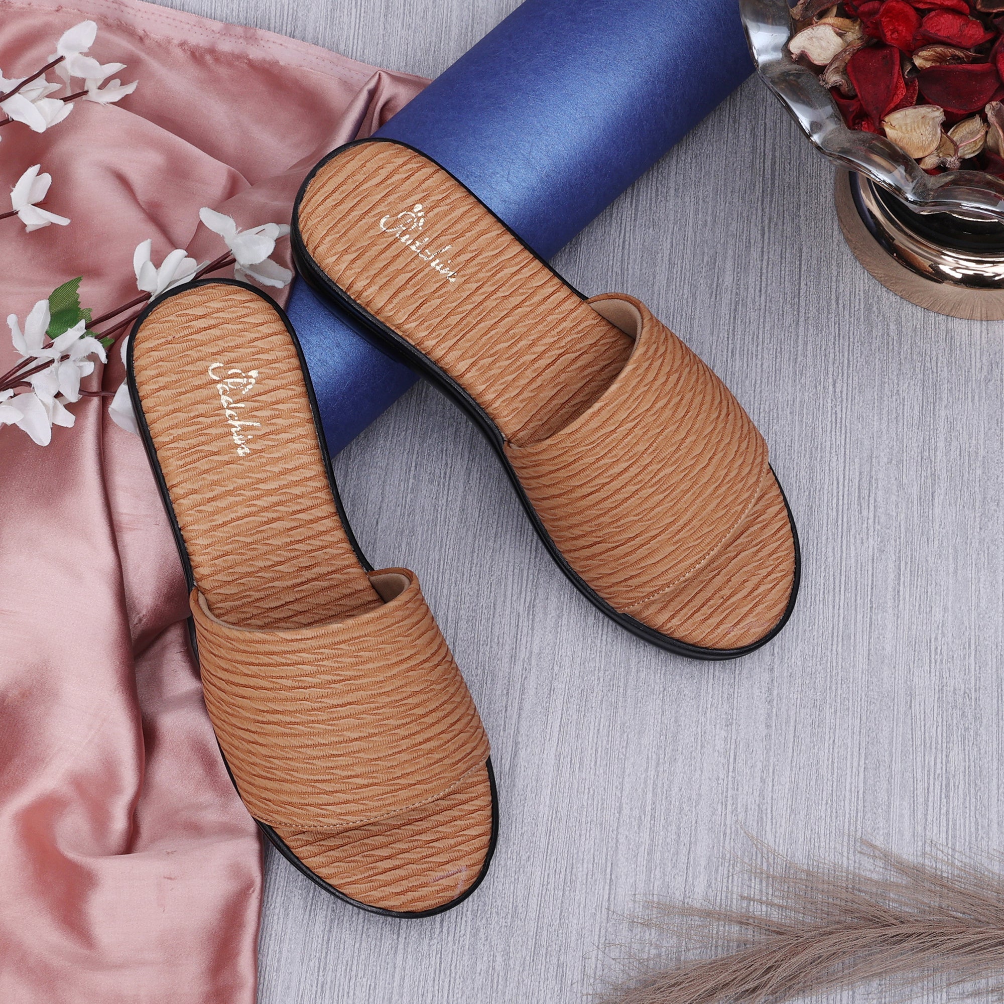 Textured Open Toe Flat Sandal