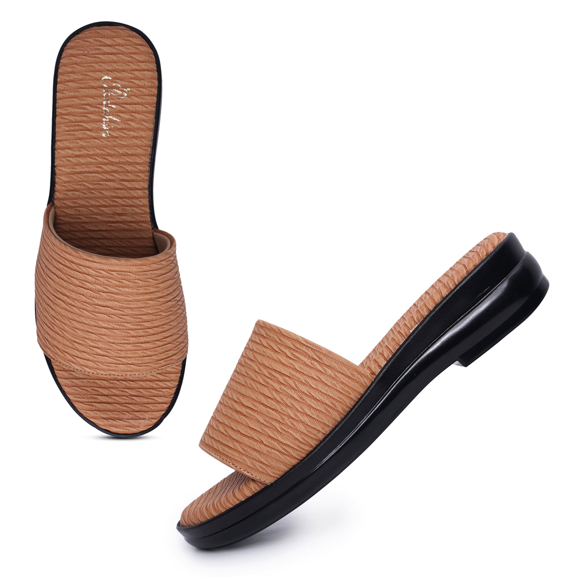 Textured Open Toe Flat Sandal