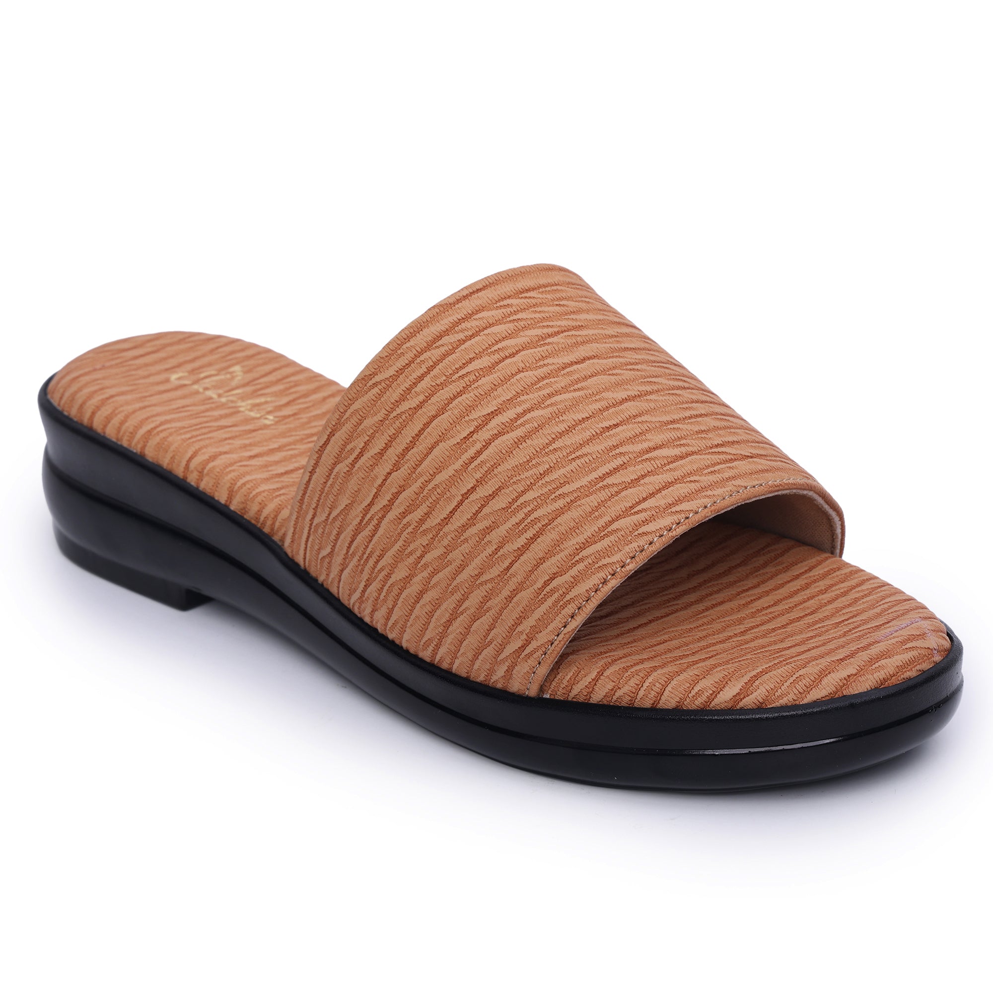 Textured Open Toe Flat Sandal