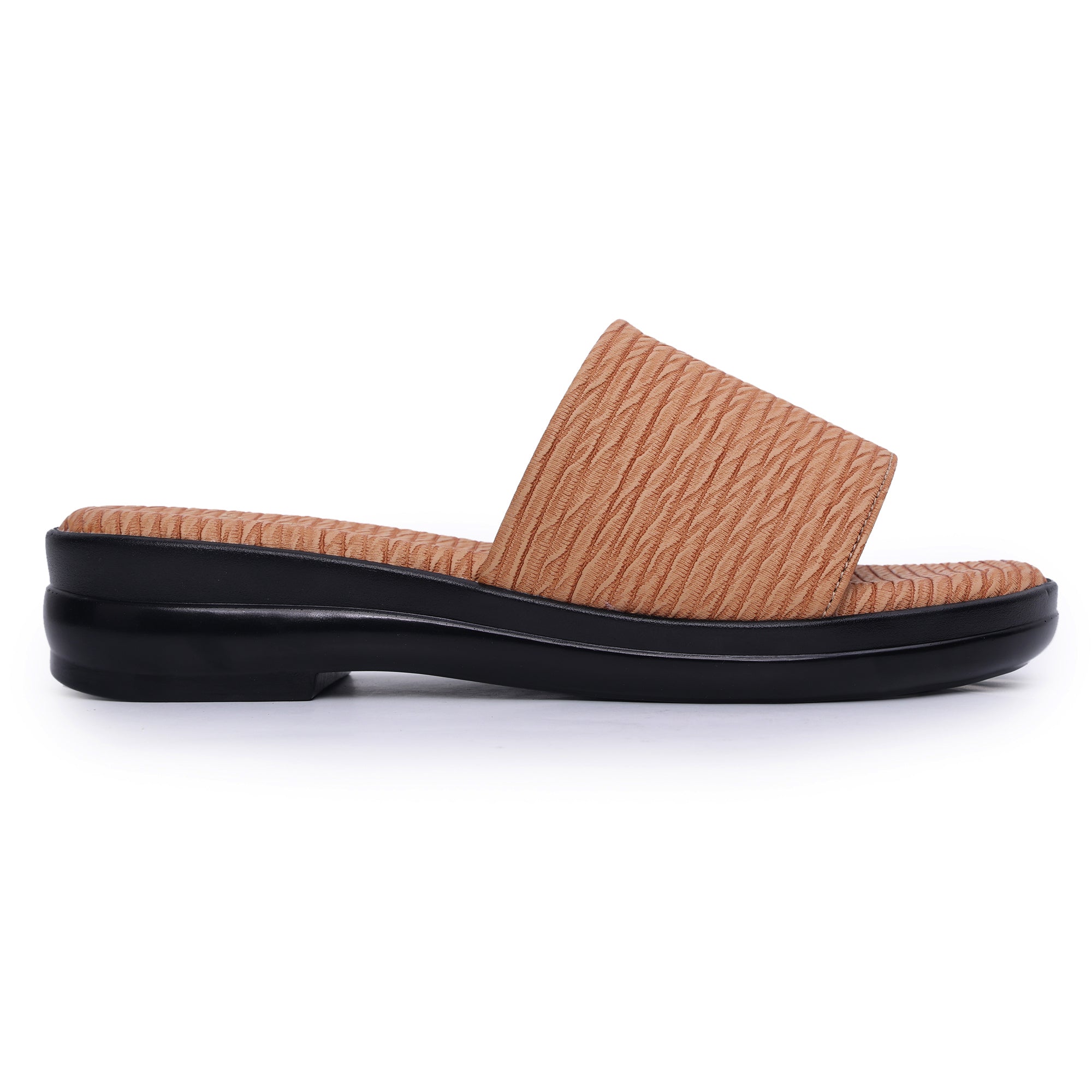 Textured Open Toe Flat Sandal