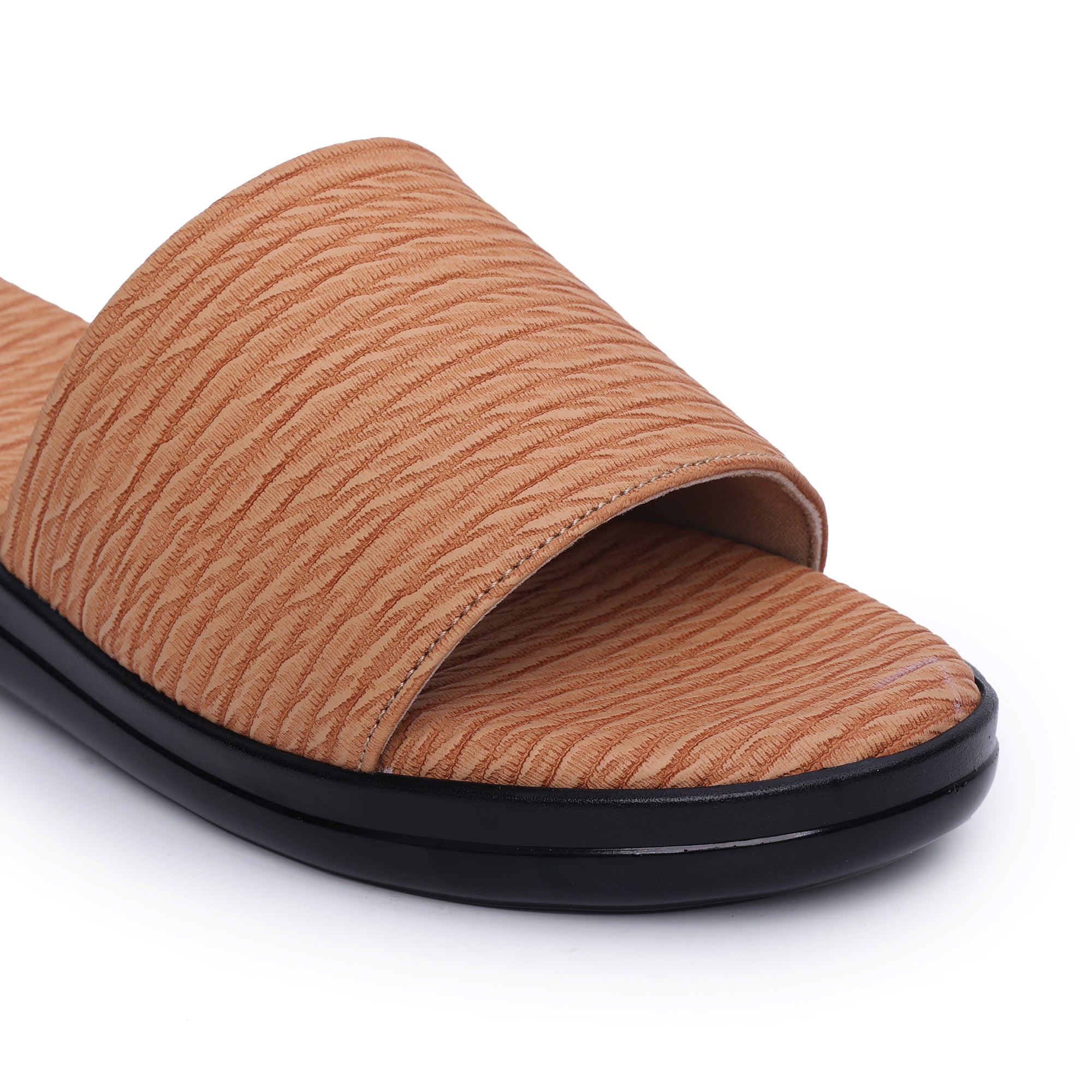 Textured Open Toe Flat Sandal