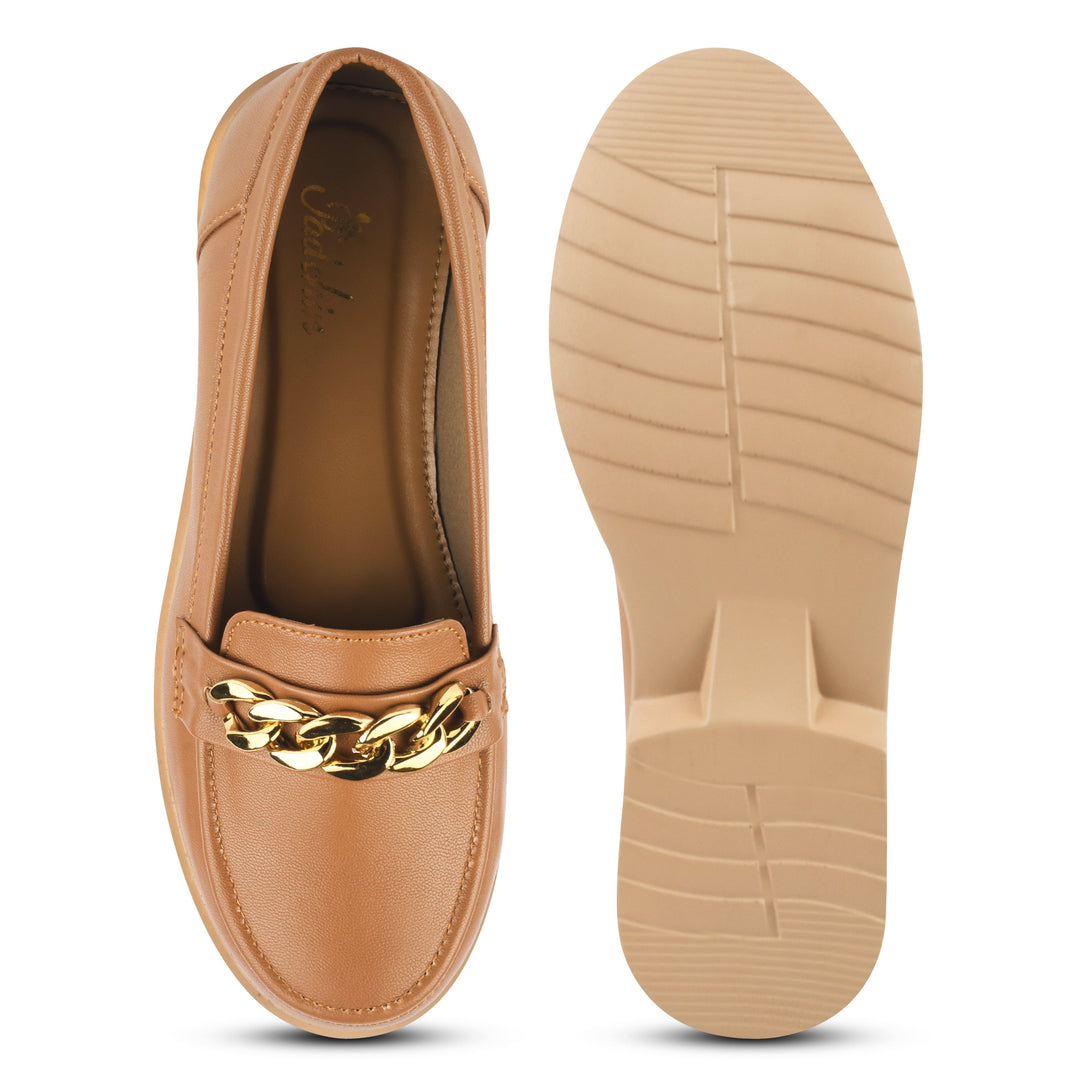Padchin Ladies Loafers with Chain Detailed | Comfortable and Trendy Slip-On Mules Wedges Women Footwear