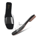 Load image into Gallery viewer, Padchin Women&#39;s Transparent Square Toe Flats | Stylish Slip-On Platform Slippers
