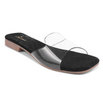 Load image into Gallery viewer, Padchin Women&#39;s Transparent Square Toe Flats | Stylish Slip-On Platform Slippers
